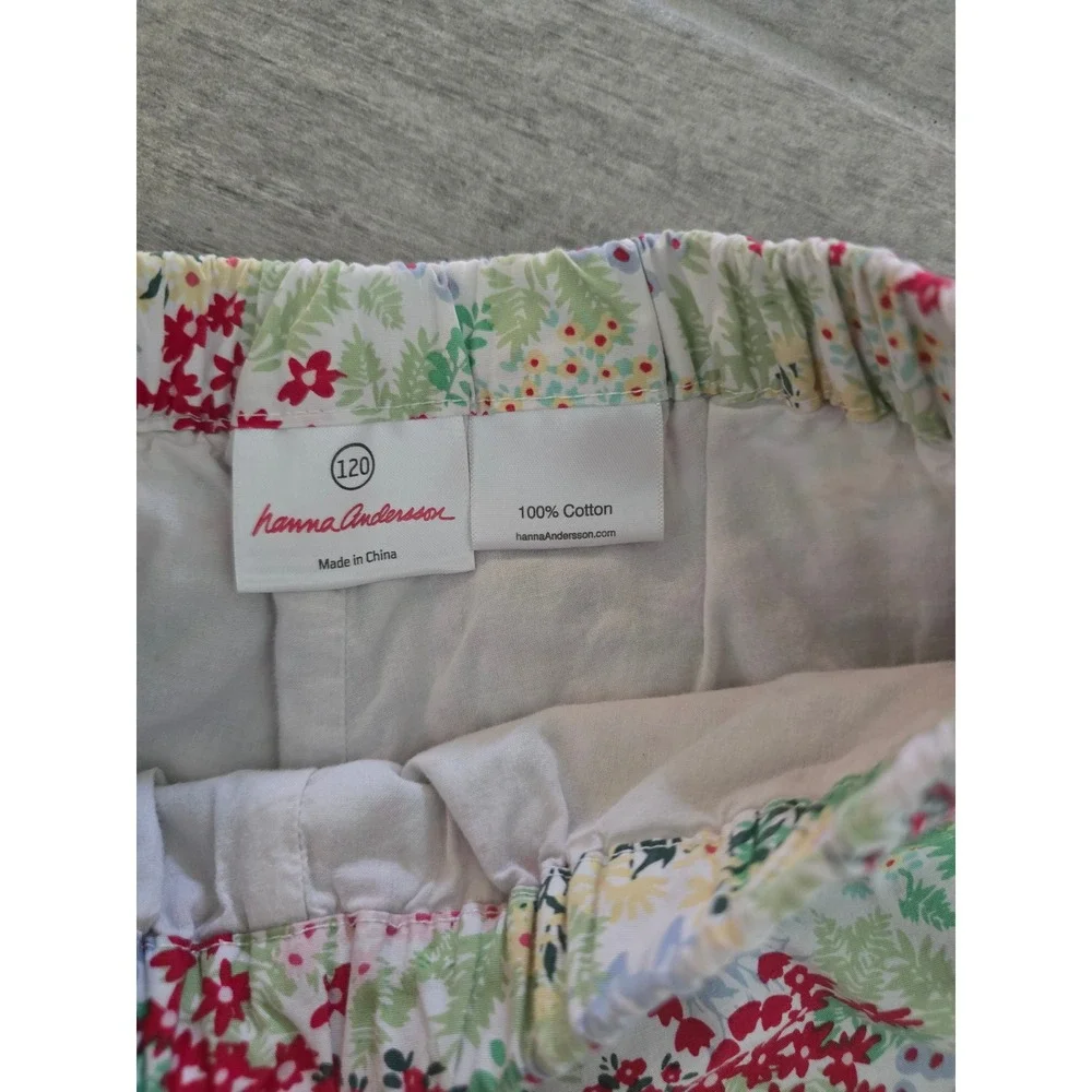 Hanna Andersson Floral Print‎ Shorts Girls Size 6/7 120 Cotton